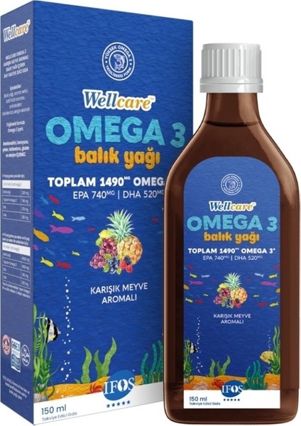 Omega 3 Fish Oil Karışık Meyve Aromalı Balık Yağı 150 Ml