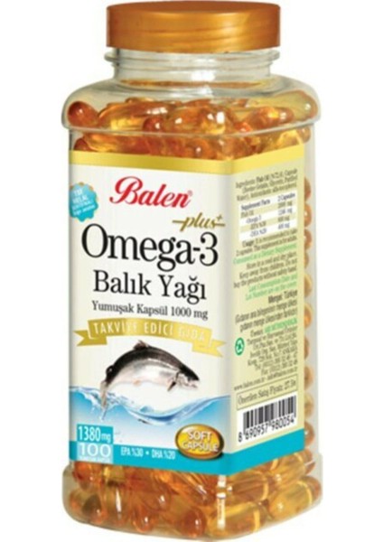Omega-3 Plus+ Balık Yağı 100 Kapsül