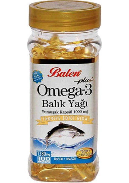 Plus 3 Balık Yağı Omega 3 Fish Oil 1380 Mg X 100 Kapsül