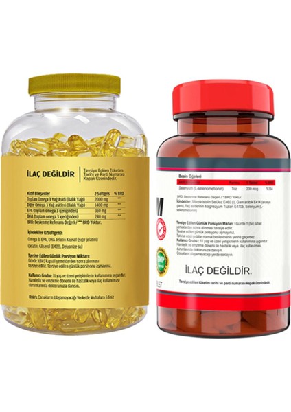 Omega 3 Balık Yağı 90 Softgel & Nevfix Selenyum 200 Mcg 120 Tablet fiyatları