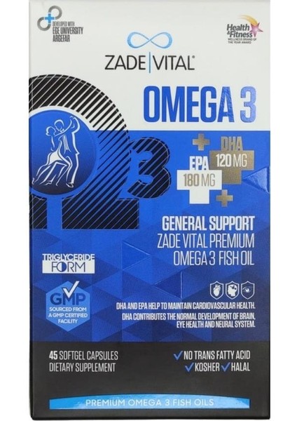 Zade Vital Premium Omega 3 Genel Destek Balık Yağı 45 Yumuşak Kapsül