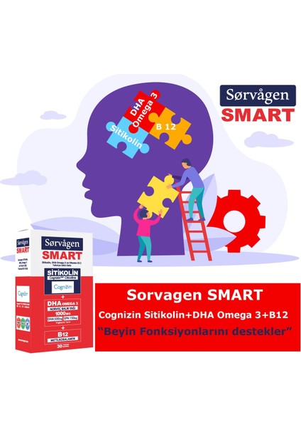 Smart Sitikolin, Dha Omega 3 Norveç Balık Yağı Ve B12 (30 Kapsül)