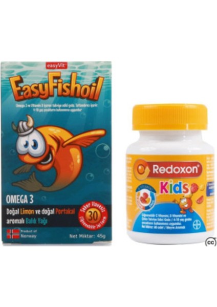 EasyFishoil Omega 3 Balık Yağı30 Jel Tablet + Redoxon Kids Çiğnenebilir 60 Tablet fiyatları