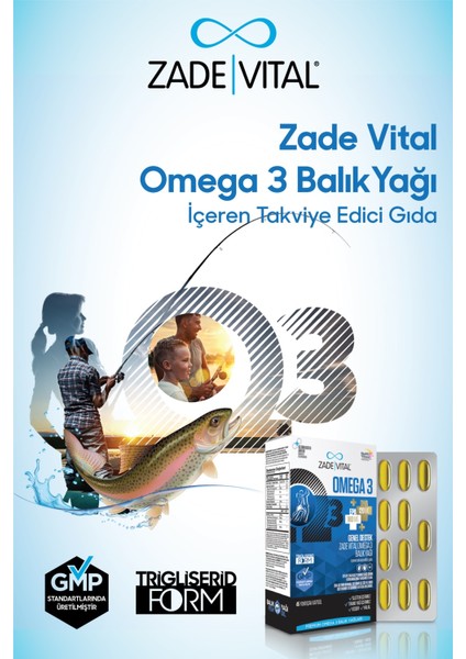 Zade Vital Premium Omega 3 Balık Yağı Genel Destek 45 Kapsül