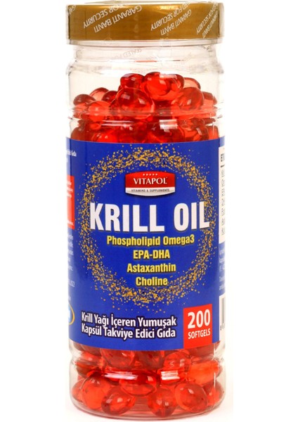 Krill Oil Complex Astaxanthin+Choline+Phosphatidylserine+Omega3+Epa Dha 200 Kapsül