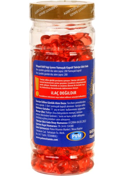 Krill Oil Complex Astaxanthin+Choline+Phosphatidylserine+Omega3+Epa Dha 200 Kapsül