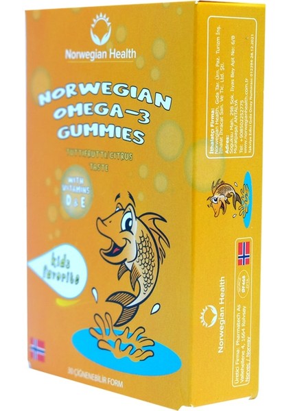 Health Omega 3 Gummies 30 Çiğnenebilir Form Norveç Balık Yağı Tutti Frutti Aromalı.