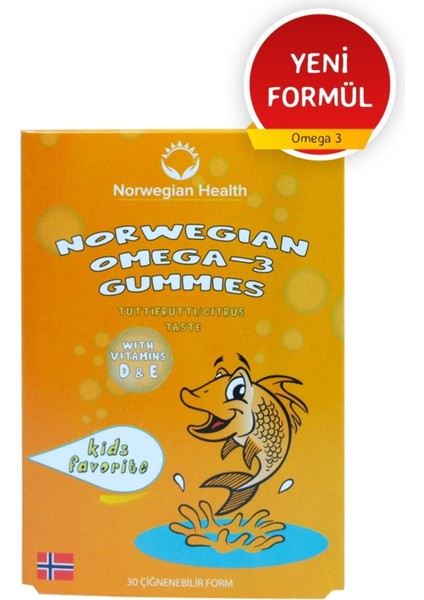 Health Omega 3 Gummies 30 Çiğnenebilir Form Norveç Balık Yağı Tutti Frutti Aromalı.