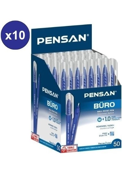 Büro Tükenmez Kalem Mavi 10'lu