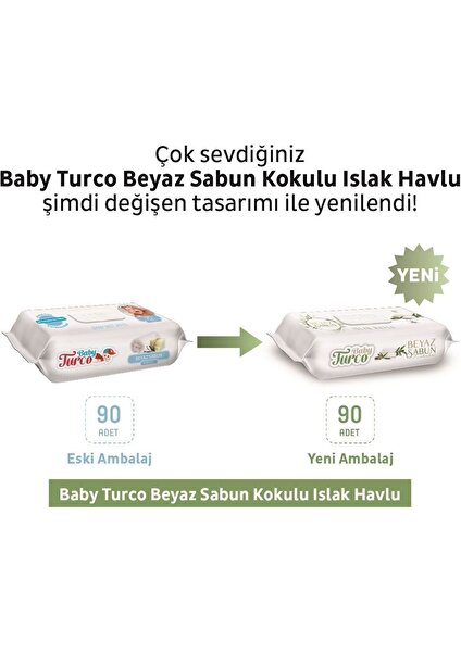 Baby Turco Beyaz Sabun Kokulu Islak Havlu 12X90