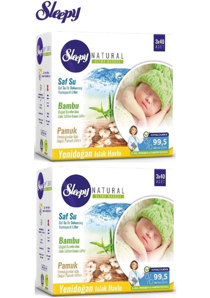 Islak Havlu Yeni Doğan Naturel Bambu 6'lı Set 240 Yaprak
