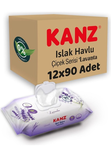Islak Havlu 90'lı Lavanta 12X90 Adet