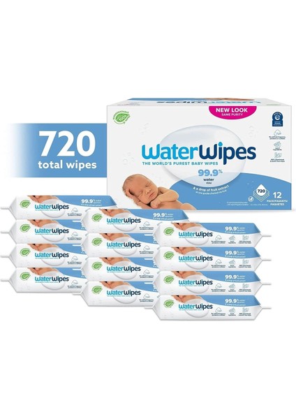 Bebek Islak Mendilleri 12'li Paket 720 Yaprak,hassas,prematüre,vegan,yeni Bio