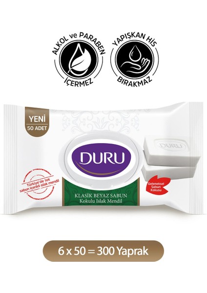 Beyaz Sabun Kokulu Islak Mendil 6X50 Adet modelleri