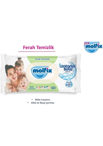 Islak Havlu Mendil Izotonik Ferah Temizlik 24 'lü Set 60 Yaprak Plastik Kapaklı