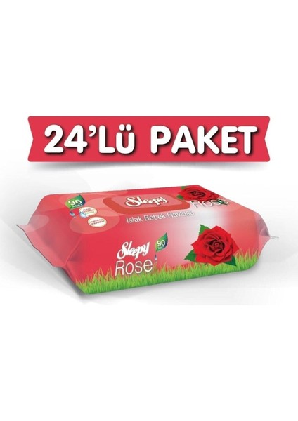 Gül Kokulu Islak Havlu 24X90 'lı 24 Paket 2160 Yaprak