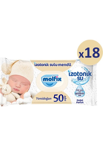 Yenidoğan Izotonik Islak Mendil 18 Paket x 50 Yaprak- 900 Yaprak