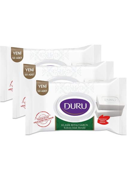 Beyaz Sabun Kokulu Islak Mendil 3X50 Adet