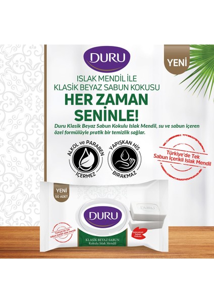 Beyaz Sabun Kokulu Islak Mendil 3X50 Adet fırsatları