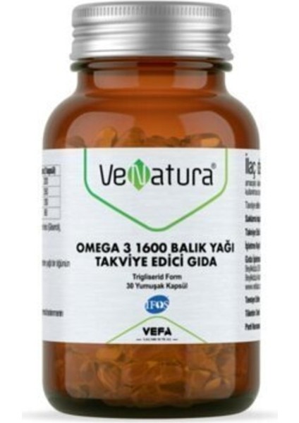 Omega 3 1600 Balık Yağı 30 Yumuşak Kapsül