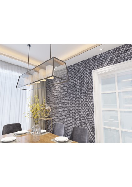 1’’ Hexagon Gümüş Eskitme Mermer Mozaik