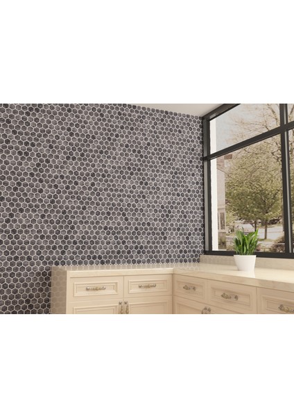 1’’ Hexagon Gümüş Eskitme Mermer Mozaik