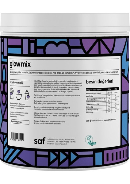 Saf Bitkisel Protein Superfood Glow Mix 360 Gr