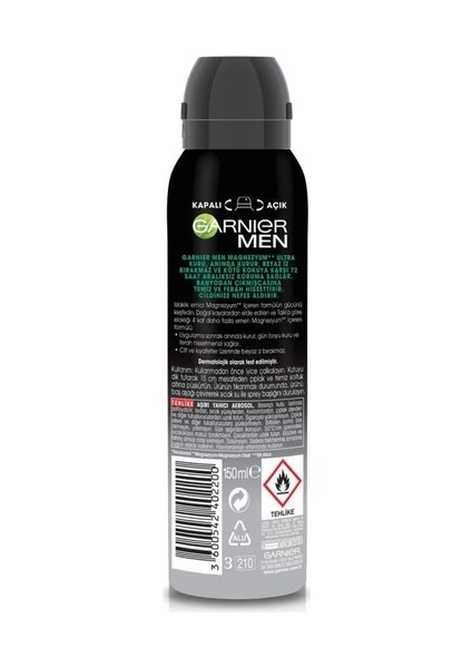 Garnier Men Magnezyum Sprey Deodorant