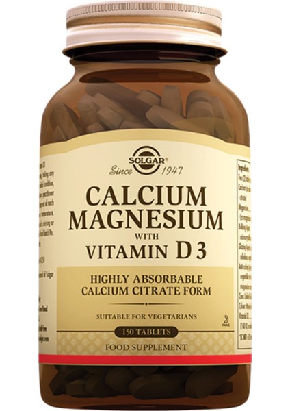 Calcium Magnesium With Vitamin D3 150 Tablet ( Kalsiyum Magnezyum Magnesyum D3)