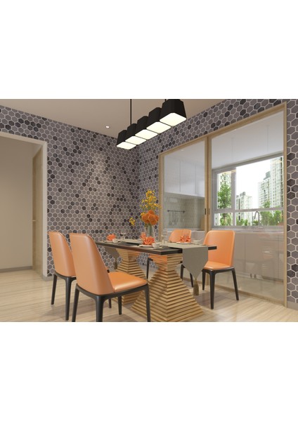 2’’ Hexagon Muğla Beyazı - Gümüş Eskitme Mermer Mozaik