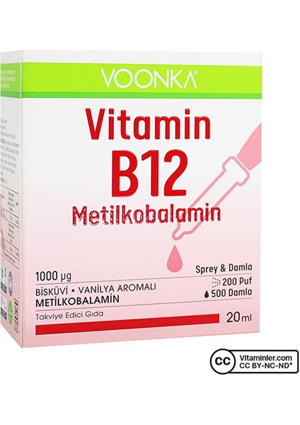 Vitamin B12 Sprey&Damla Metilkobalamin 20 Ml