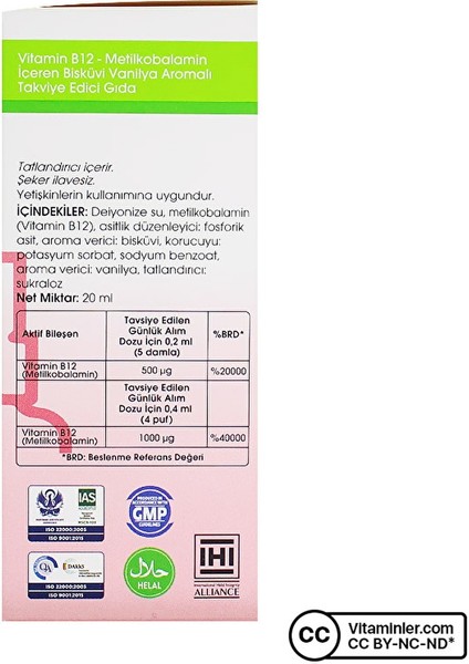 Vitamin B12 Sprey&Damla Metilkobalamin 20 Ml fırsatları