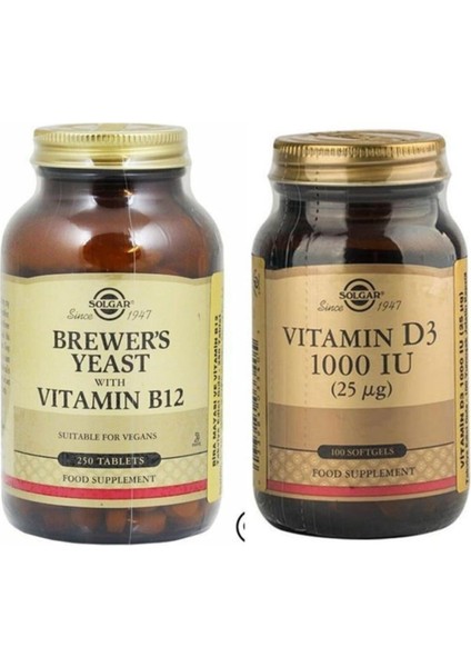Brewer's Yeast With Vitamin B12 250 Tablet + Vitamin D3 1000 Iu 100 Tablet