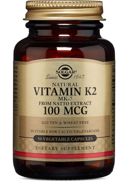 Vitamin K2 100mcg 50 Kapsül