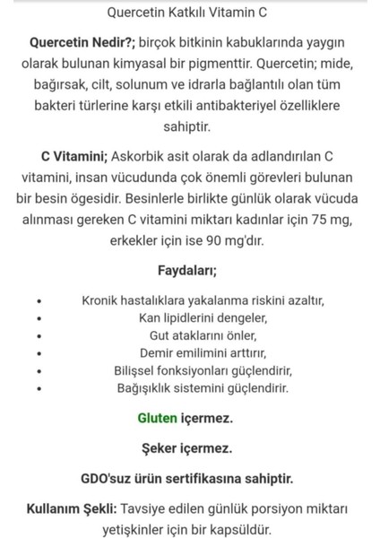 Bork Vitamin Ester C Quercetin 30 Adet Tablet