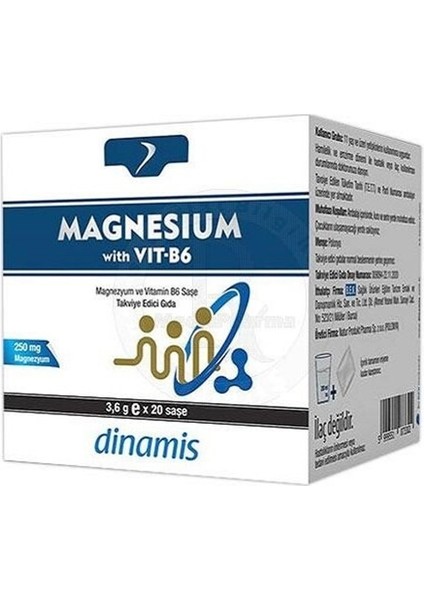 Magnesium With Vitamin B6 Takviye Edici Gıda 20 Saşe