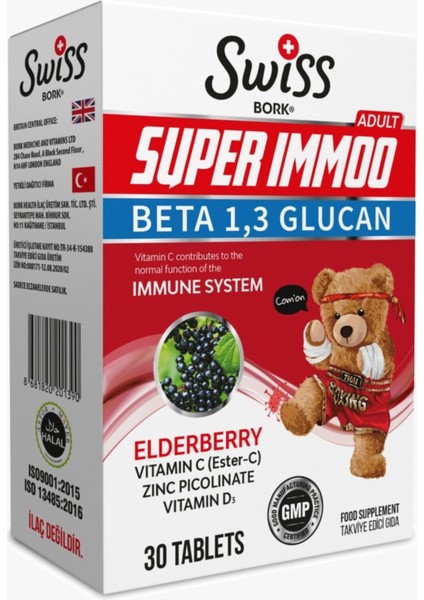 Bork Super Immoo Beta Glucan, Çinko, D3, Vitamin-C 30 Tablet