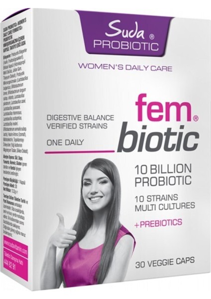 Suda Probiotic Fem Biotic Probiyotik Prebiyotik 30 Kapsül