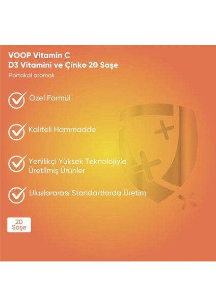 C Vitamini, D3 Vitamini Ve Çinko 20 Saşe
