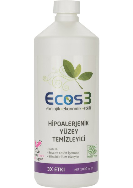 Organik Hipoalerjenik Yüzey Temizleyici 1000 ml x 3'lü Set