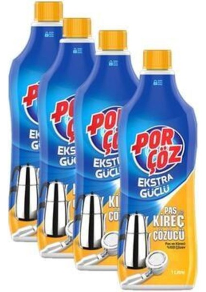 4 Adet Pas ve Kireç Sökücü 1000 ml x 4 Adet Porçöz Kireç ve Pas Sökücü 1000