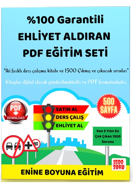 %100 Garantili Ehliyet Aldıran PDF Eğitim Seti