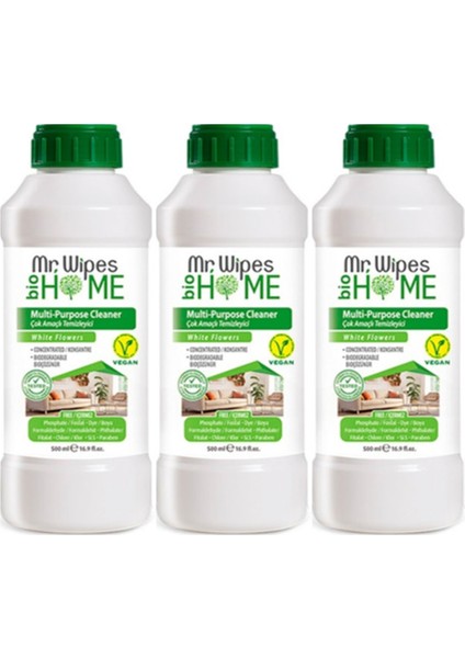 Konsantre Çok Amaçlı Temizleyici White FLOWERS-500 ml 3'lü Set