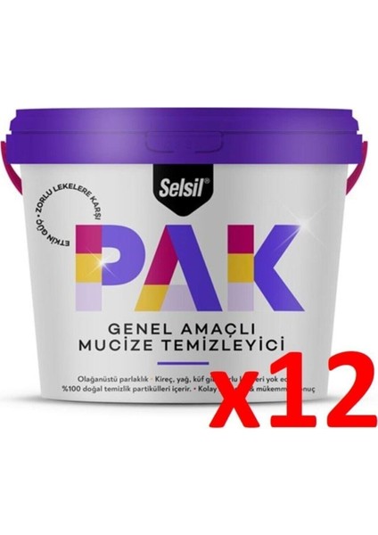 Pak Genel Amaçlı Mucize Temizleyici 500 gr. X12 Adet Selsil Pak 12