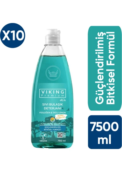 Premium Vegan Sıvı Bulaşık Deterjanı Fesleğen & Tatlı 'limonlu 750 ml X10 Adet