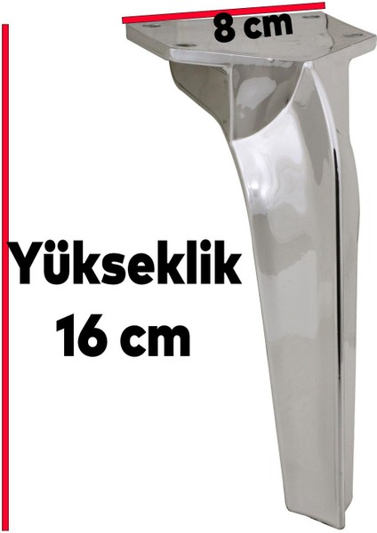 Lüks Mobilya Kanepe Sehpa Tv Ünitesi Koltuk Ayağı 16 cm Parlak Krom Baza Ayak