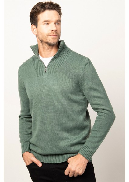 Slim Fit Dar Kesim Dik Yaka Fermuarlı Erkek Kazak fiyatları