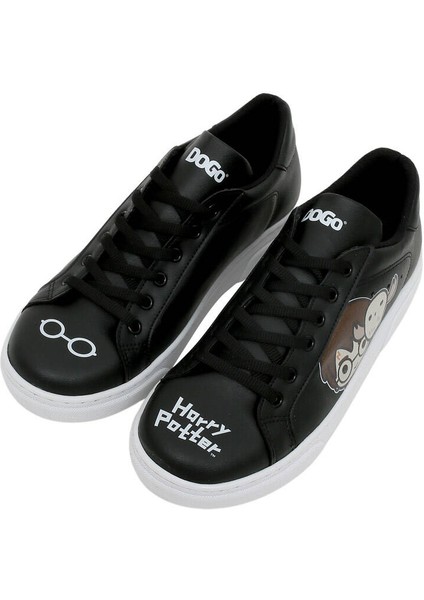 Kadın Vegan Deri Siyah Sneakers - Warner Bros Friends Till Eternity Harry Potter Tasarım