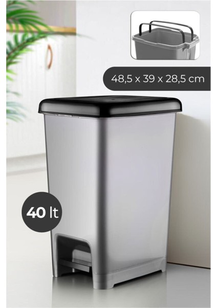 40 Lt Slim Pedallı Plastik Çöp Kovası
