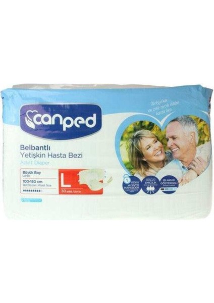 30 Adet Tekli Bel Bantlı L-Büyük Boy Yetişkin Hasta Bezi